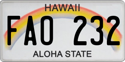 HI license plate FAO232