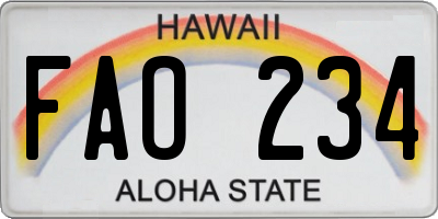 HI license plate FAO234