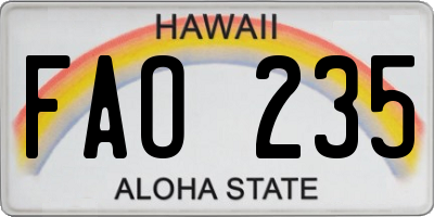 HI license plate FAO235