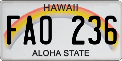 HI license plate FAO236