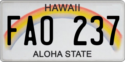 HI license plate FAO237