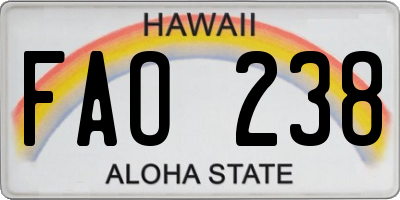 HI license plate FAO238
