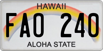 HI license plate FAO240