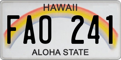 HI license plate FAO241