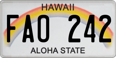 HI license plate FAO242