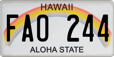 HI license plate FAO244