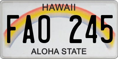 HI license plate FAO245