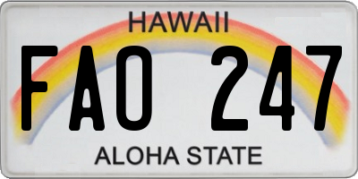 HI license plate FAO247