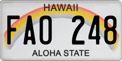 HI license plate FAO248