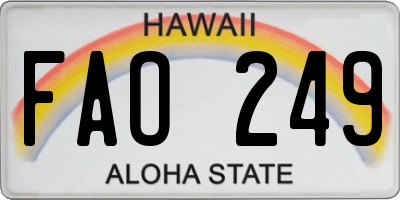 HI license plate FAO249