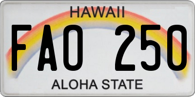 HI license plate FAO250