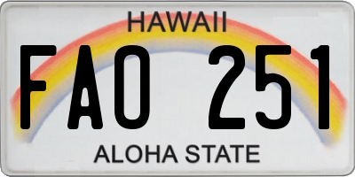 HI license plate FAO251
