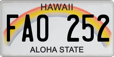 HI license plate FAO252
