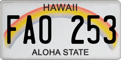 HI license plate FAO253