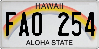 HI license plate FAO254
