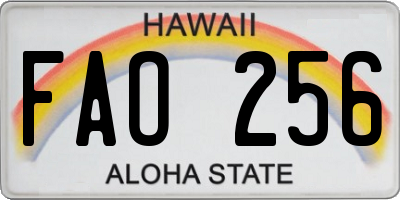 HI license plate FAO256