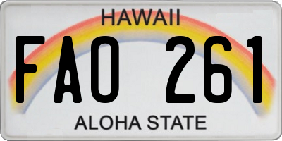 HI license plate FAO261