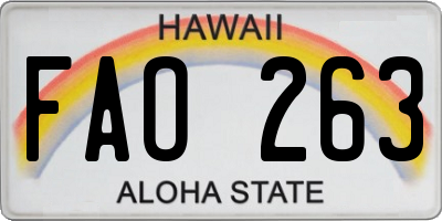 HI license plate FAO263