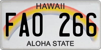 HI license plate FAO266