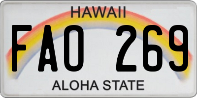 HI license plate FAO269