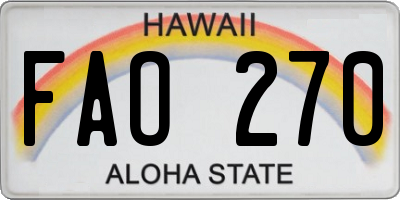 HI license plate FAO270