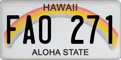 HI license plate FAO271
