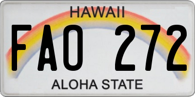 HI license plate FAO272