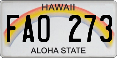 HI license plate FAO273