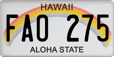 HI license plate FAO275