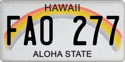 HI license plate FAO277