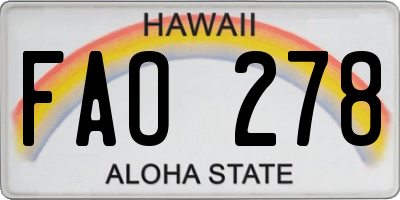 HI license plate FAO278