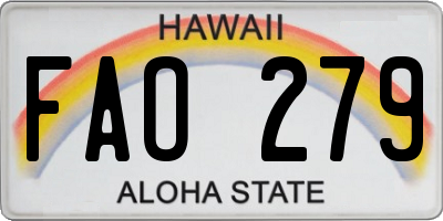 HI license plate FAO279