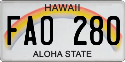 HI license plate FAO280