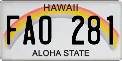HI license plate FAO281