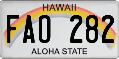 HI license plate FAO282