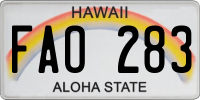 HI license plate FAO283