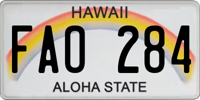 HI license plate FAO284