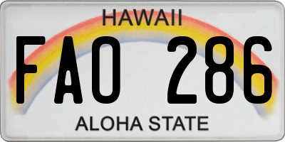 HI license plate FAO286