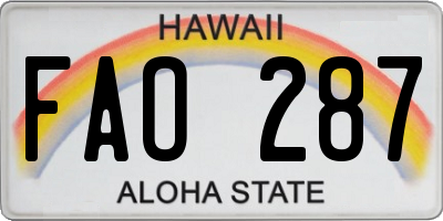 HI license plate FAO287