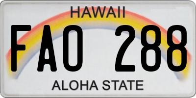 HI license plate FAO288