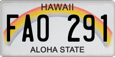HI license plate FAO291