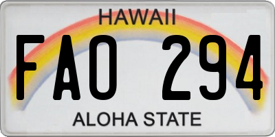 HI license plate FAO294