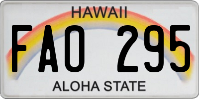 HI license plate FAO295