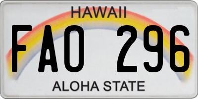 HI license plate FAO296