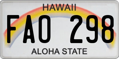 HI license plate FAO298
