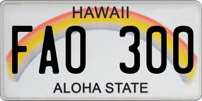 HI license plate FAO300