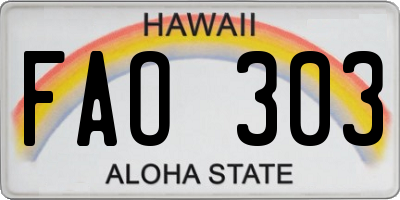 HI license plate FAO303
