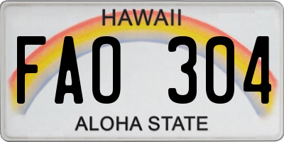 HI license plate FAO304