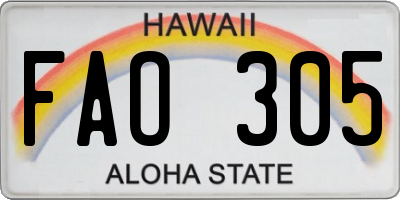 HI license plate FAO305