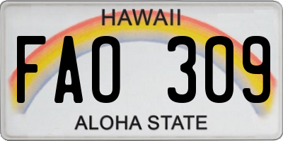 HI license plate FAO309